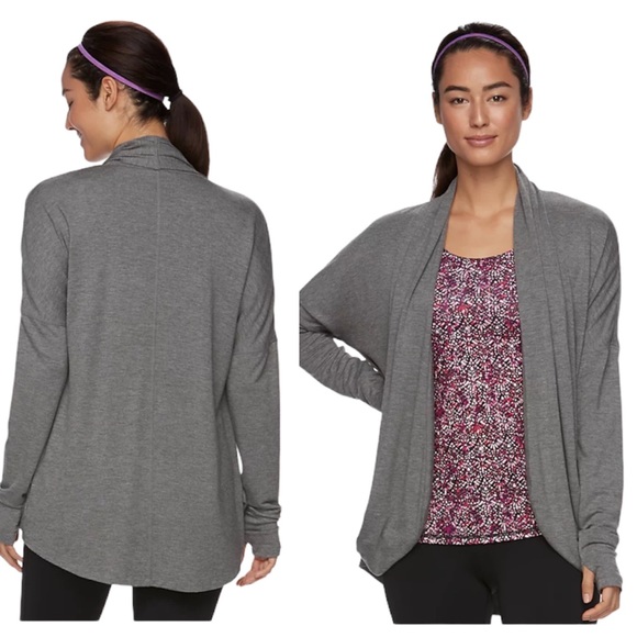 Nwt Gaiam Grey Grace Yoga Wrap Cardigan 
